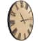 28" Light Brown Wall Clock with Black Metal Frame